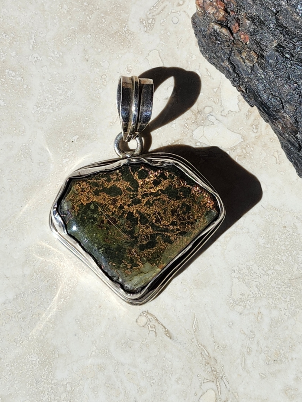 Sterling Silver Genuine Copper chunky Pendant